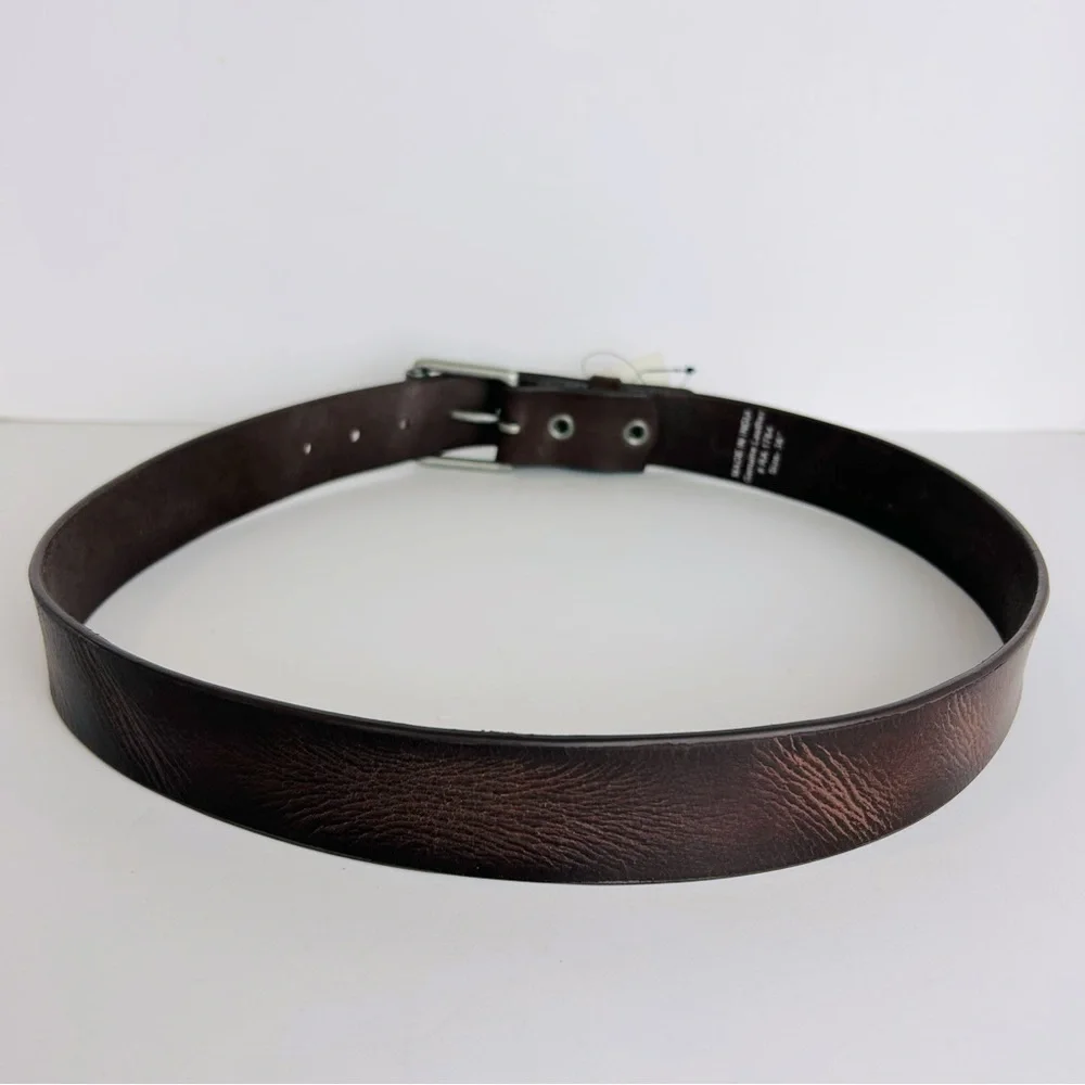 Transit Leather Belt Size 40 Distressed Brown Silver Tone Buckle Leather Jean
